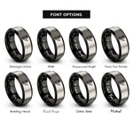 font options for inside engraving on black & gray ruffed grouse flight rings