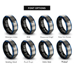 font options for inside engraving on black & blue & grey rugby ball goalpost rings