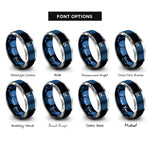 font options for inside engraving on blue & grey rugby ball goalpost rings