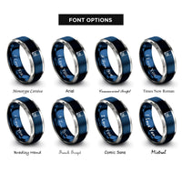 font options for inside engraving on blue & grey rugby ball goalpost rings