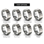 font options for inside engraving on silver rugby pitch markings rings