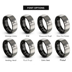 font options for inside engraving on black & silver rugby posts ball rings