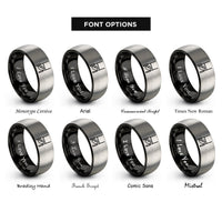 font options for inside engraving on black & silver rugby posts ball rings