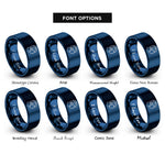 font options for inside engraving on blue rugby scrum cap rings