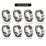 font options for inside engraving on silver rugby scrum cap rings