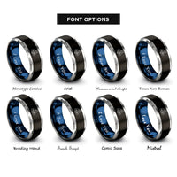 font options for inside engraving on black & blue & grey rugby tackle rings