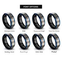 font options for inside engraving on black & blue & silver rugby tackle rings
