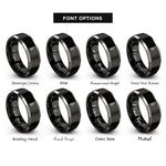 font options for inside engraving on black & silver ruis ogham stave rings