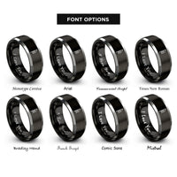 font options for inside engraving on black & silver ruis ogham stave rings