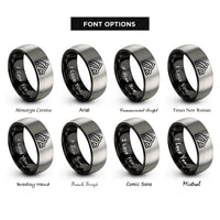 font options for inside engraving on black & gray rule 110 rings