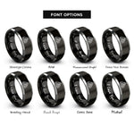 font options for inside engraving on black & silver rule 110 rings