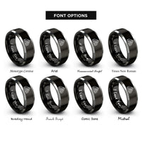 font options for inside engraving on black & silver rule 110 rings
