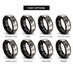 font options for inside engraving on black & silver rule 110 rings