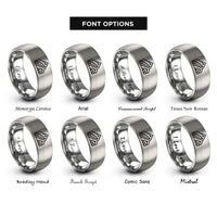 font options for inside engraving on silver rule 110 rings