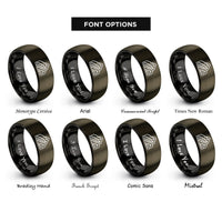 font options for inside engraving on gunmetal & black rule 110 rings