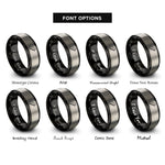 font options for inside engraving on black & gray ruler rings
