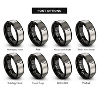 font options for inside engraving on black & gray ruler rings