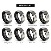 font options for inside engraving on black & gray ruler rings