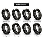 font options for inside engraving on black & silver ruler rings