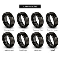 font options for inside engraving on black ruler rings