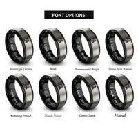 font options for inside engraving on black & silver ruler compass rings