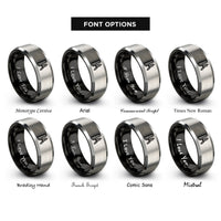 font options for inside engraving on black & silver ruler compass rings