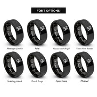 font options for inside engraving on black ruler compass rings