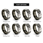 font options for inside engraving on gunmetal & silver ruler compass rings