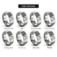 font options for inside engraving on gray ruler rings