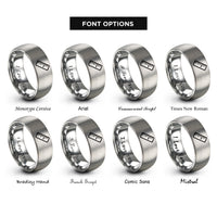 font options for inside engraving on grey ruler rings