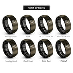 font options for inside engraving on gunmetal & black ruler rings