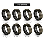 font options for inside engraving on gunmetal & black ruler rings