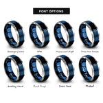 font options for inside engraving on blue & gray run icon rings