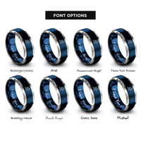 font options for inside engraving on blue & gray run icon rings