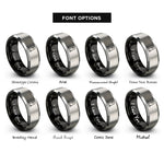 font options for inside engraving on black & silver rune stones rings