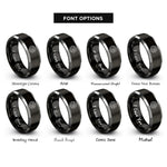 font options for inside engraving on black & gray rune wheel rings