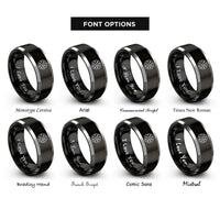 font options for inside engraving on black & gray rune wheel rings