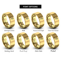 font options for inside engraving on gold runner blade prosthetic rings