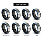 font options for inside engraving on black & blue & silver runner silhouette rings