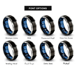 font options for inside engraving on black & blue & grey running back sprint rings
