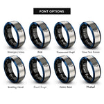 font options for inside engraving on black & blue & grey running back sprint rings