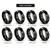 font options for inside engraving on black & grey running wheel stand rings