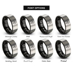 font options for inside engraving on black & gray running wheel stand rings
