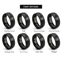 font options for inside engraving on black running wheel stand rings