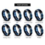 font options for inside engraving on blue & silver runway rings
