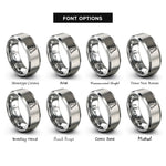 font options for inside engraving on silver runway rings