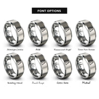 font options for inside engraving on silver runway rings