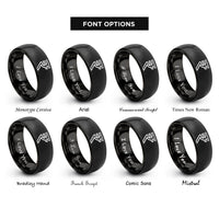 font options for inside engraving on black rupee symbol rings