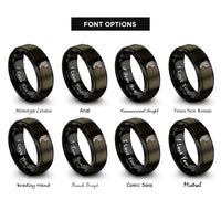 font options for inside engraving on gunmetal & black rupee symbol rings
