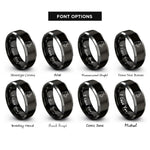 font options for inside engraving on black & silver russian blue rings